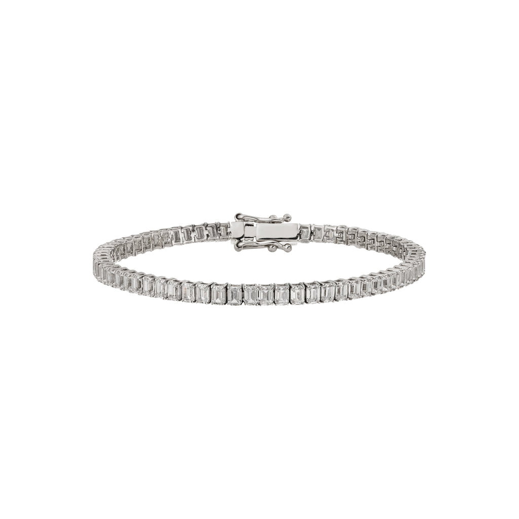 Diamond Tennis Bracelet Emerald Cut Size L