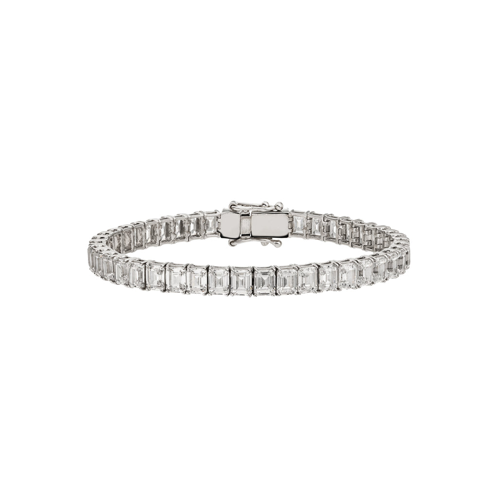 Diamond Tennis Bracelet Emerald Cut Size XXL