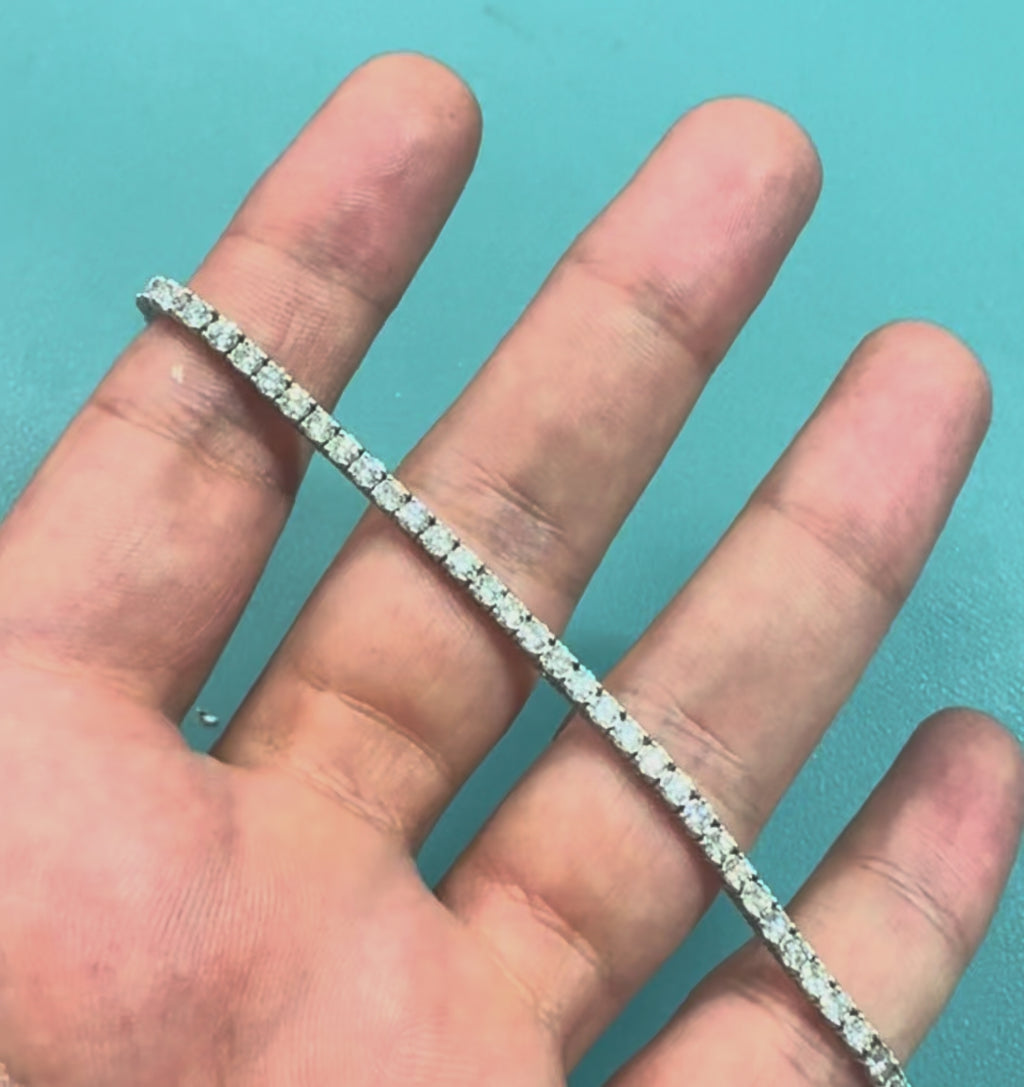 Diamond Tennis Bracelet Round Cut Size M